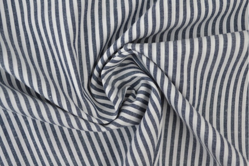 Boerenbont katoen streepjes 2.5mm navy