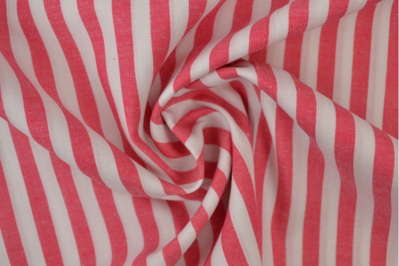 Boerenbont katoen streepjes 6.5mm donker roze