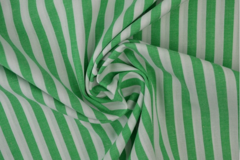 Boerenbont katoen streepjes 6.5mm groen