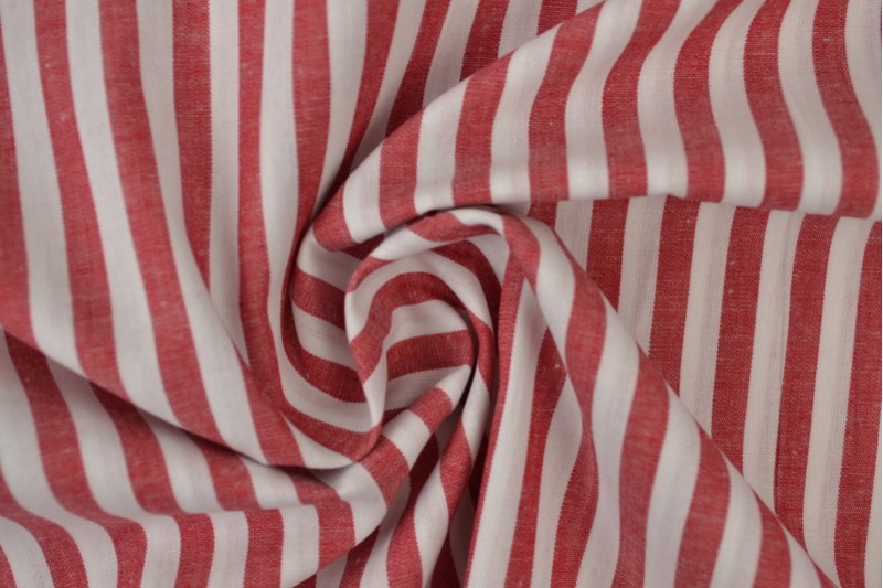 Boerenbont katoen streepjes 6.5mm rood