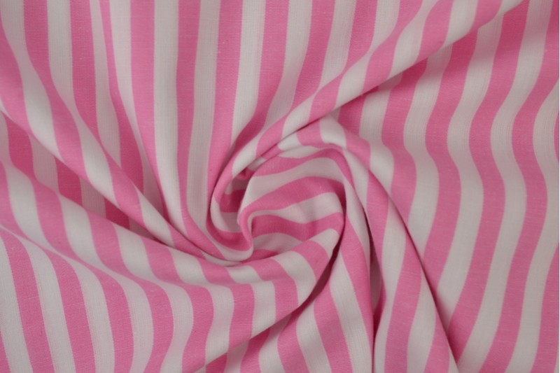 Boerenbont katoen streepjes 6.5mm roze
