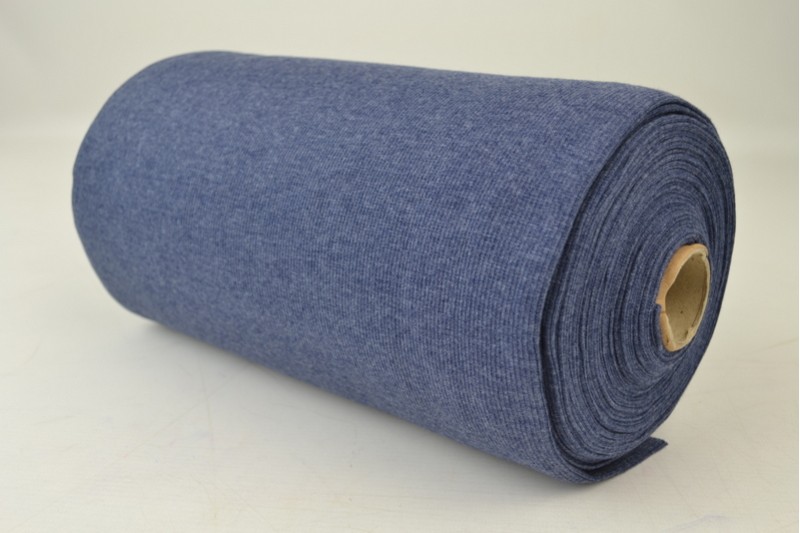 Boordstof rib donker jeans melange, rol