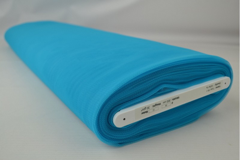 Brandvertragende tule 300 cm breed blauw