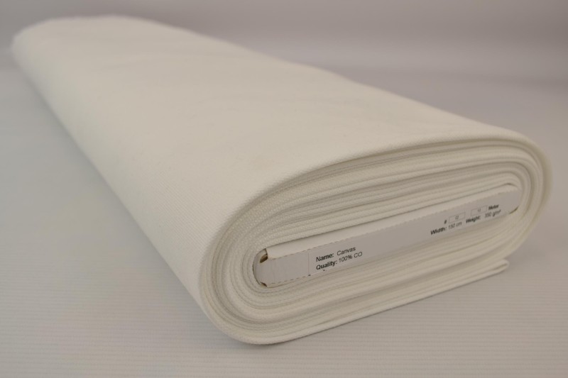 Katoen canvas 350 g/m² gebroken wit, rol