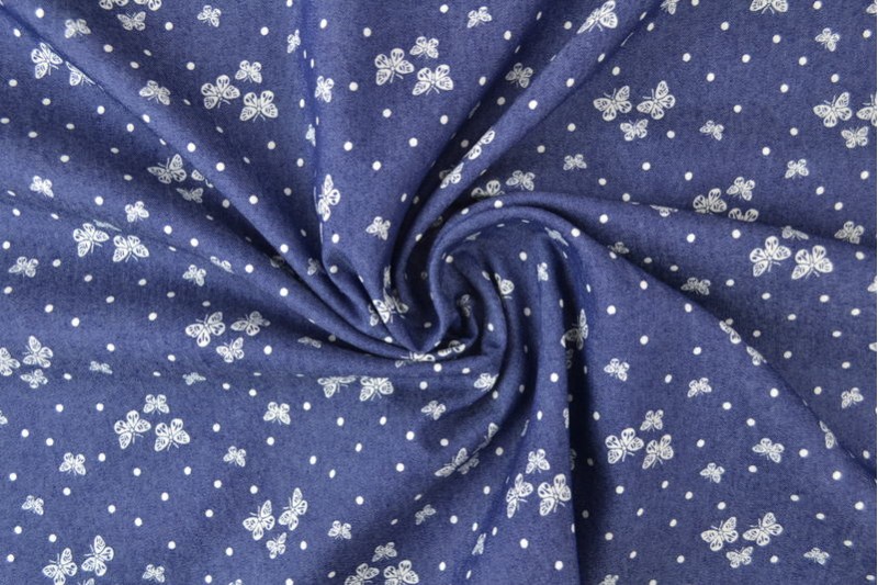 Denim chambray gewassen prints Print 16-04