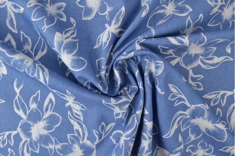 Denim chambray gewassen prints Print 18-02