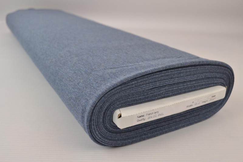 French terry donker jeans melange, rol
