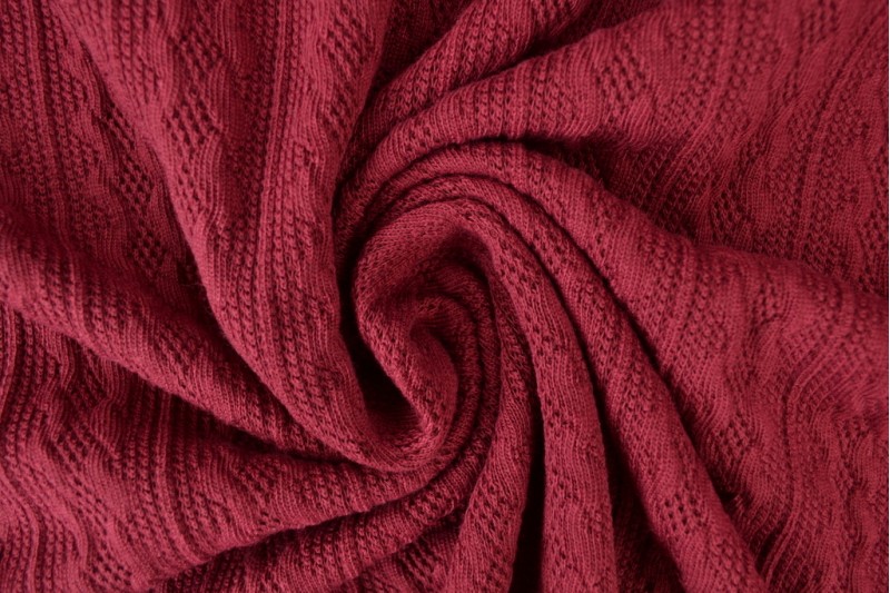 Jacquard gebreid kabel bordeaux