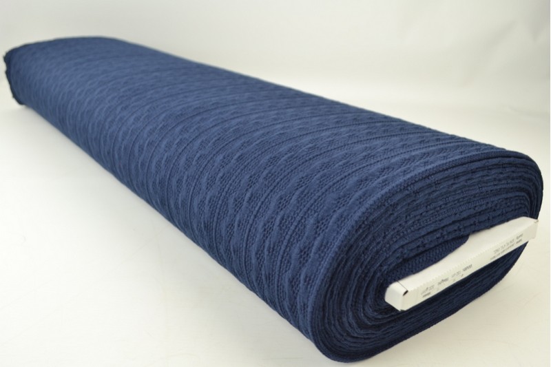 Jacquard gebreid kabel navy, rol