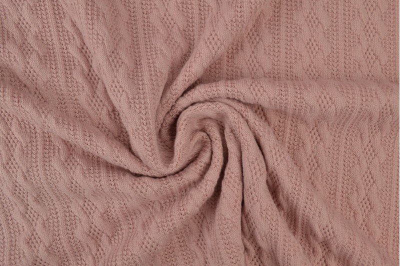 Jacquard gebreid kabel oud roze