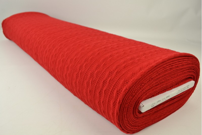 Jacquard gebreid kabel rood, rol