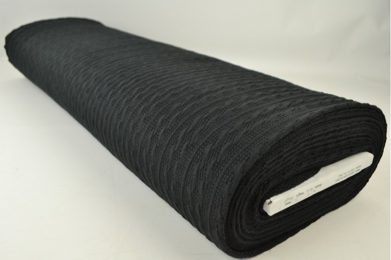 Jacquard gebreid kabel zwart, rol