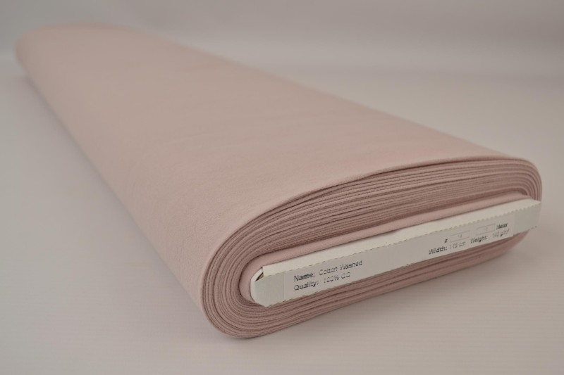 Gewassen katoen oud roze