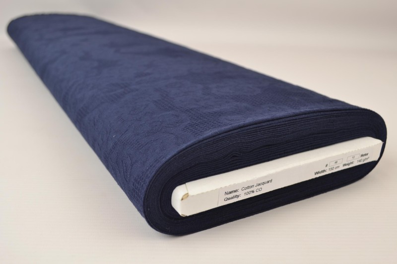 Katoen jacquard navy blauw