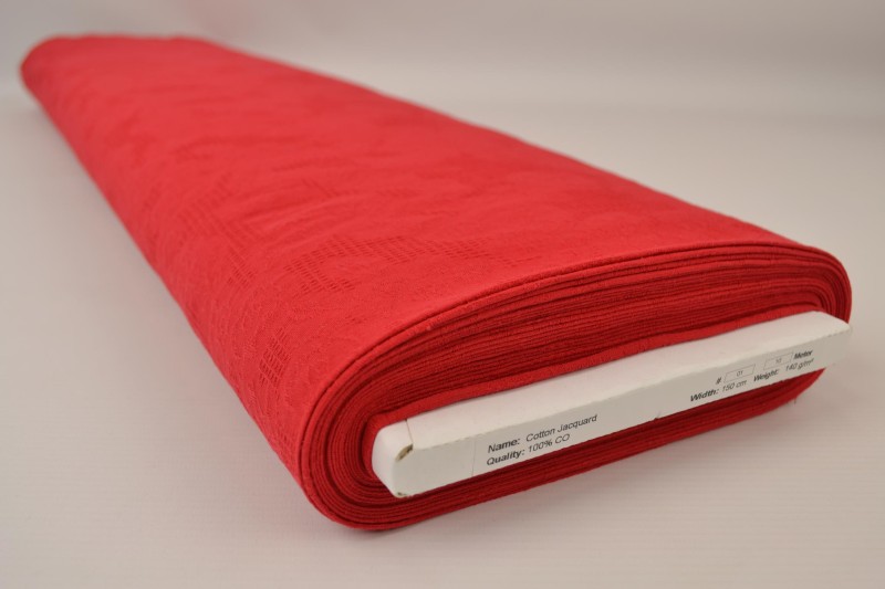 Katoen jacquard rood