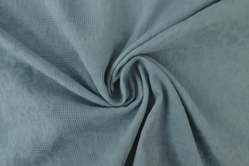 Katoen jacquard vintage blauw, rol