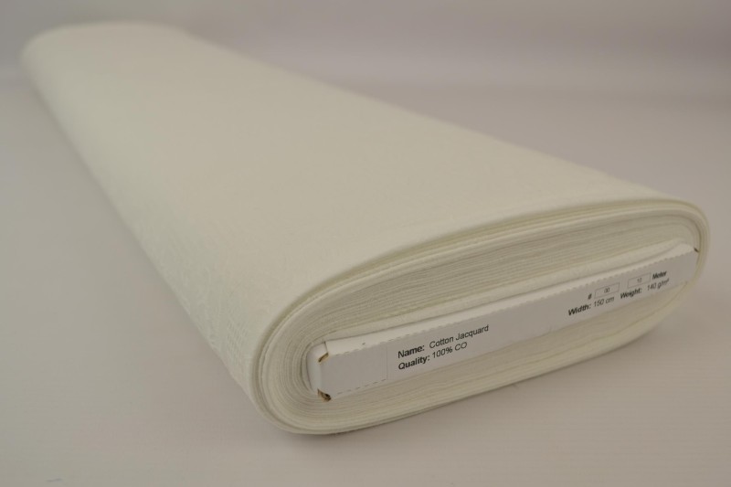 Katoen jacquard wit