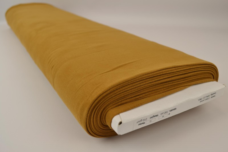 Katoen tricot donker okergeel, rol