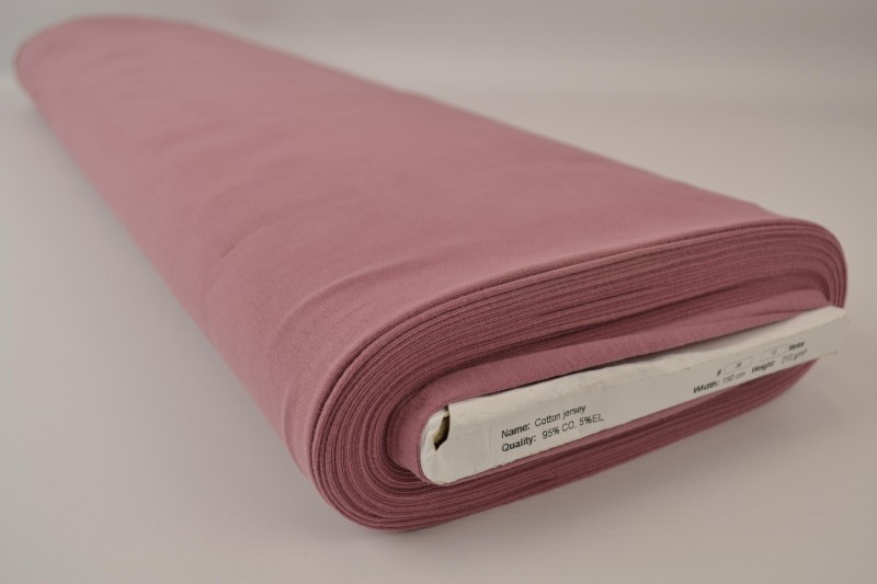 Katoen tricot donker oud roze, rol