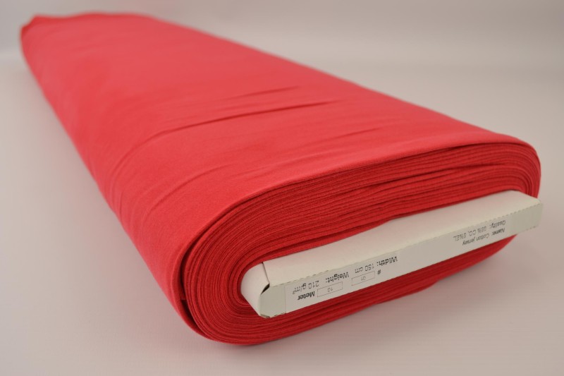Katoen tricot rood, rol