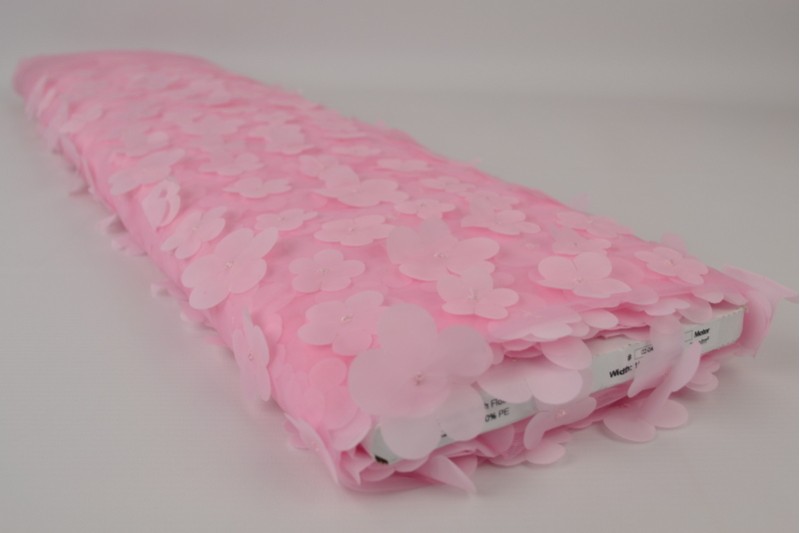 Mesh flower roze, rol
