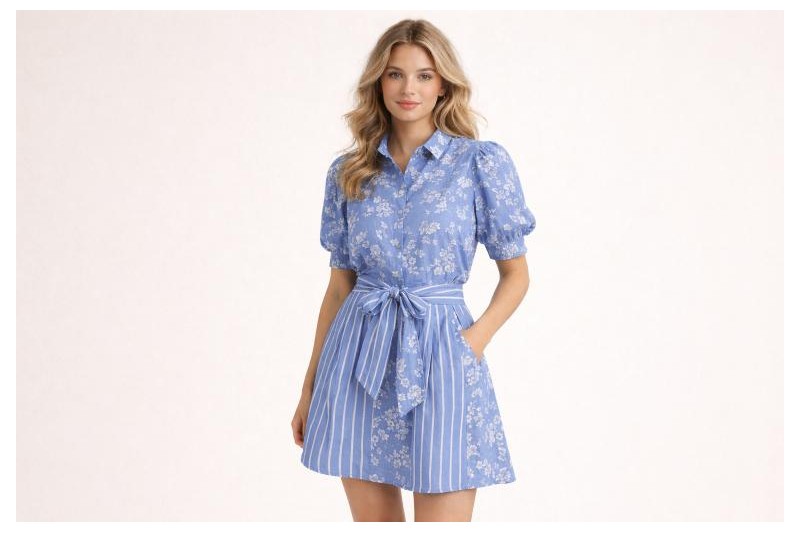 Denim chambray gewassen prints, toepassingsvoorbeeld