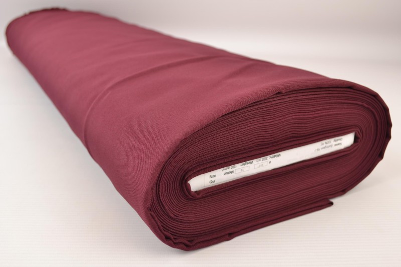 Brandvertragende terlenka 300 cm breed, bordeaux rood, rol