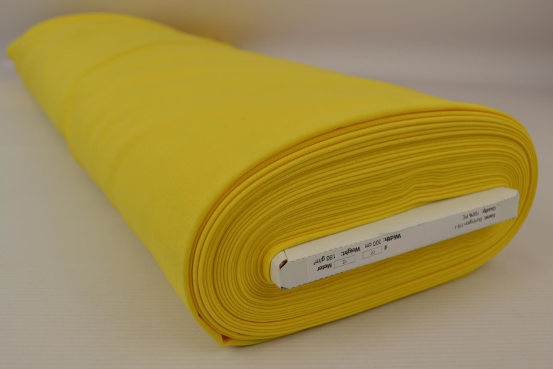 Brandvertragende terlenka 300 cm breed, geel, rol