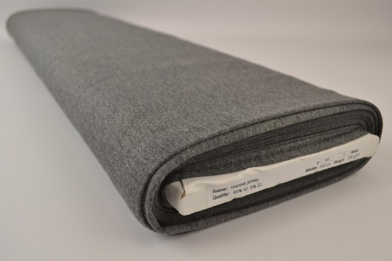 Viscose tricot donkergrijs melange, rol