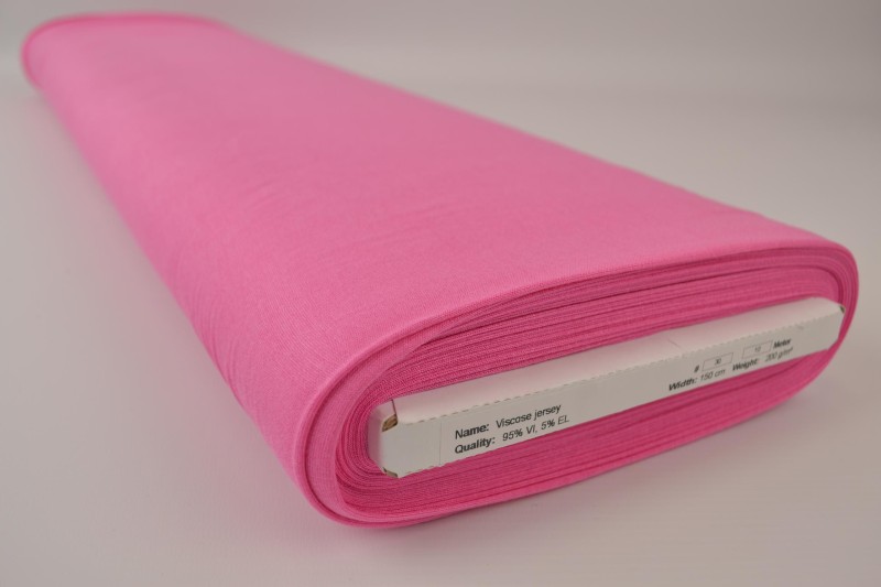 Viscose tricot roze, rol
